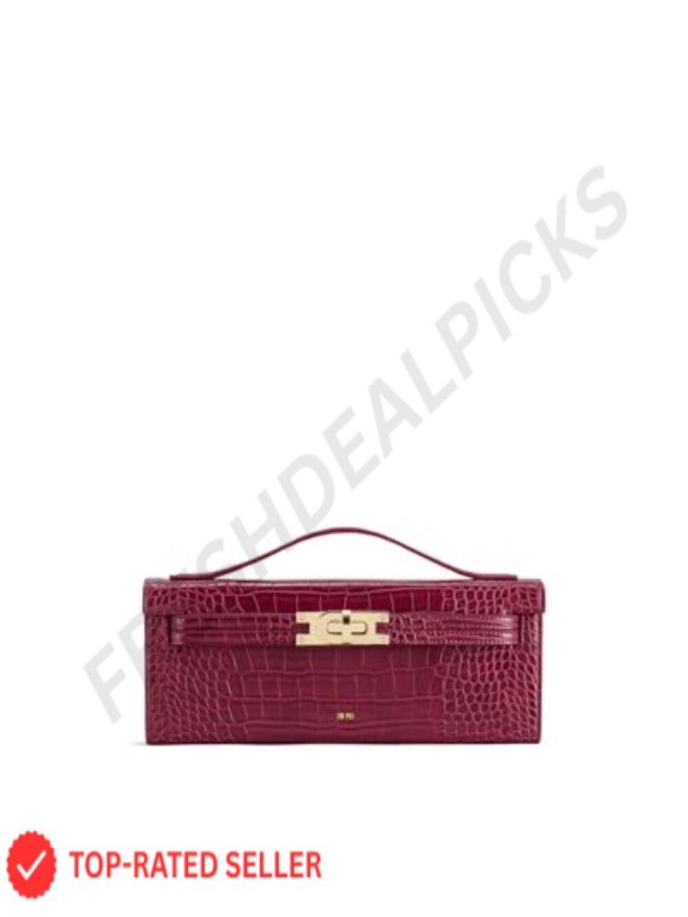 Croc-Embossed Vegan Leather Structured Satchel Handbag with Crossbody Strap